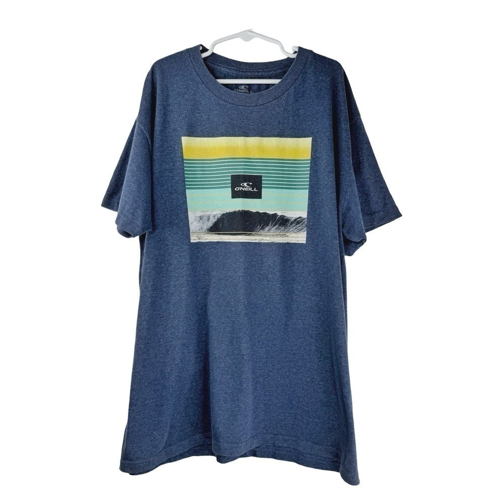 O'NEILL Boys Kids Blue Crew Neck T-shirt with Wave Graphic Design and Logo L